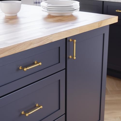 Franklin Brass 10 Pack Modern Gold Cabinet Handles 3-3/4 inch (96mm) Kitchen Cabinet Handles and Drawer Pulls for Cupboards and Dressers |Classic Farmhouse