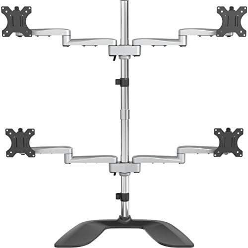 StarTech.com Desktop Quad Monitor Stand - Ergonomic VESA 4 Monitor Arm (2x2) up to 32" (17.6lb/8kg) - Free Standing Articulating Universal Pole Mount - Height Adjustable/Tilt/Swivel/Rotate (ARMQUADSS)