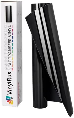 Heat Transfer Vinyl-12” x 8ft Black Iron on Vinyl Roll for Shirts, HTV Vinyl for Silhouette Cameo, Easy to Cut & Weed