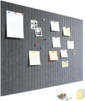 Felt Bulletin Board 48"x36" Large - Cork Board Alternative, 12-Pack Felt Wall Tiles with 70 Adhesive Tabs & 35 Pushpins, Pin Board for Home Office Decor, Gray