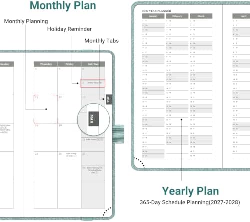 2027 Small Planner, 6.5" x 3.5", Pocket Planner for Purse, Black