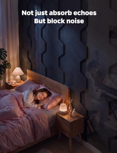 MLV Sound Proof Foam Panels for Walls Sound Dampening & Absorbing for Studio, 12 Pack 1.57" & 2.75" Dual-thickness Hexagon Soundproof Acoustic Tile Noise Reduction for Home Theater Gaming Room