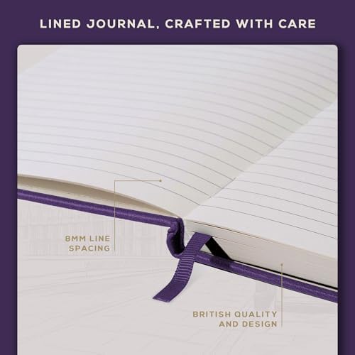BEECHMORE BOOKS A5 5x8 Lined Leather Journal For Men, 120 GSM with Gift Box
