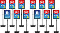 6Packs 11x17 Inch Adjustable Pedestal Poster Sign Stand, Heavy Duty Floor Standing Sign Holder Stand Aluminum Snap Open Frame for Vertical and Horizontal View Sign Displayed(Black) (Pack of 2)