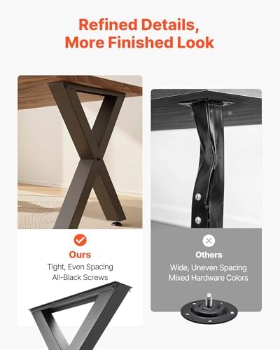VEVOR Table Legs, 29.5" H x 31.1" W Steel Furniture Legs, Modular Design, Easy Assembly, 2204 lbs Max Load Heavy Duty, for Home Office Desk, Coffee Dinner Bar Tables, Workbench,2 PCS, X Frame, Black