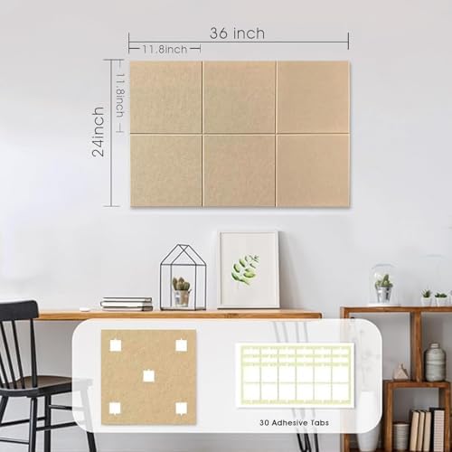 36" x 24" Large Felt Bulletin Board 1/2" Thick, Tan
