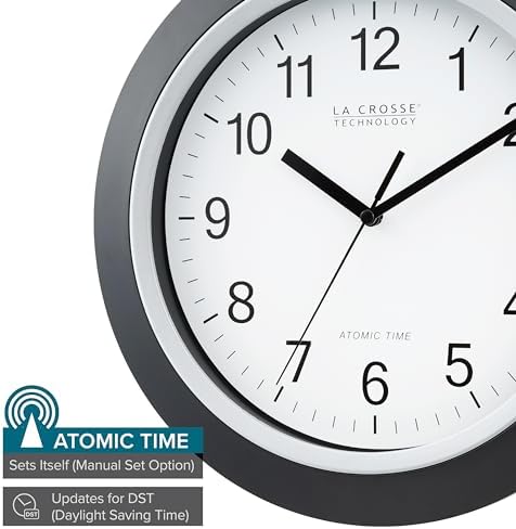 La Crosse Technology WT-3129B 12 Inch Atomic Analog Wall Clock, Black (Pack of 5)