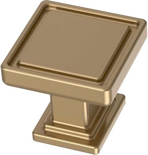 Franklin Brass 10 Pack Champagne Bronze Gold Cabinet Knobs 1 inch (25mm) Kitchen Cabinet Handles and Drawer Knobs for Cupboards, Dressers, Furniture, Bathroom Vanity |Recessed Square
