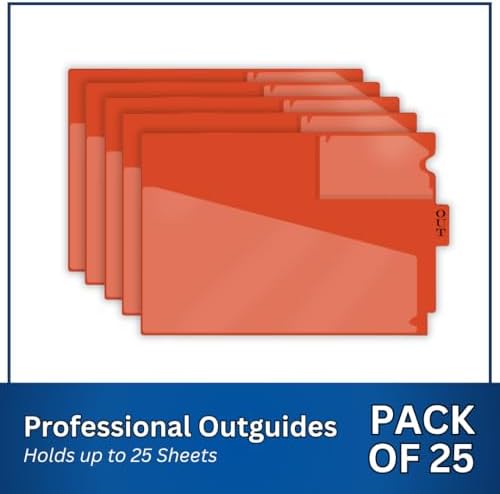 Doctor Stuff - Center Tab Vinyl Outguides, Diagonal Cut Front Pocket, Top Charge Out Slip Pocket, Plastic File Folder, Letter Size 9" x 13-1/4", Orange, 25/Box