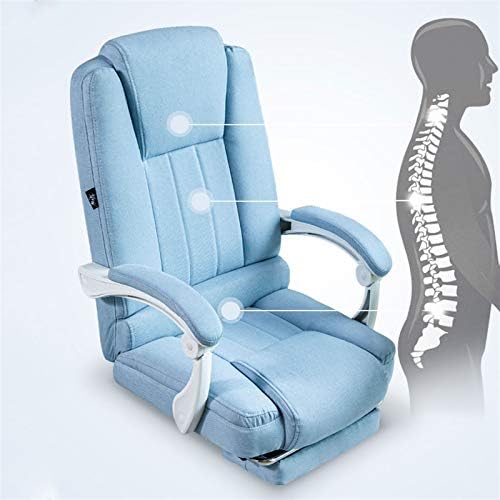 Computer Chair Office Chair Fabric Office Chair Computer Chair Ergonomic Pulley Game Chair Adjustable Tilt 155° with Armrest and Waist Support for Home Ergonomic Desk Chair (Blue Without Foot Pad