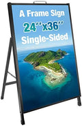 24 x 36 Inch A Frame Sign Portable Single-Sided Folding Sandwich Board with Carry Handle Heavy Duty Slide-in Sidewalk Signboard for Outdoor Street Advertising Poster