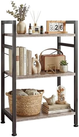 3 Tier Bookshelf, Free Standing Bookcase with Open Storage Shelves