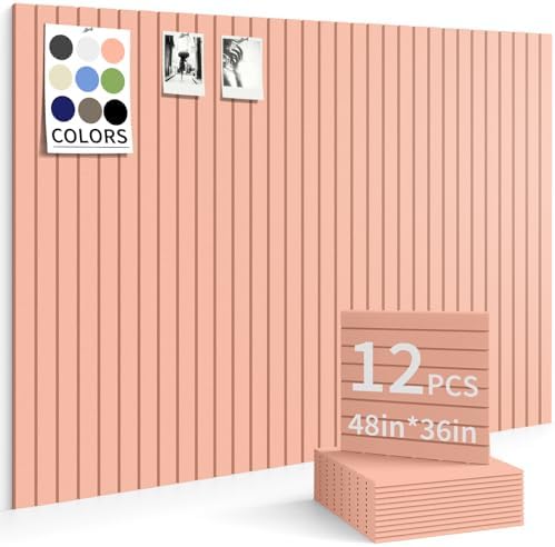 48" x 36" Cork Board Alternative, 12 Pack Felt Bulletin Board Tiles with 30 Adhesive Tabs Wall Push Pin Board for Office Classroom Bedroom Decor
