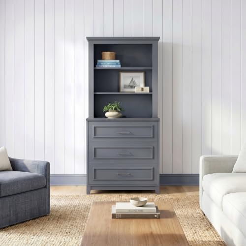 Martha Stewart Lily Pond Modular 3 Drawer Cabinet and Hutch, Slate Blue