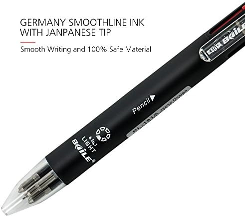 Baile Grip 5+1, 5 Color 0.7 mm Ballpoint Multi Pen & 0.5 mm Pencil With Eraser In Cap (BLACK)