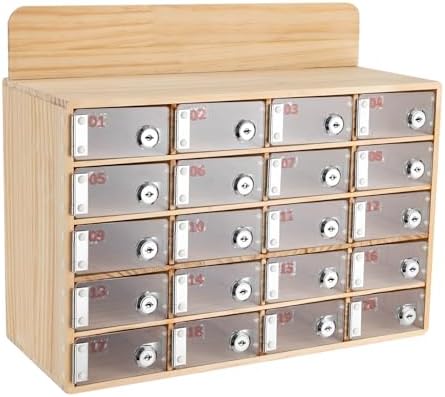 Cell Phone Locker Box,20 Slots Cell Phone Storage Locker, Clear Acrylic Storage Cabinet with Lock for School Factory Office