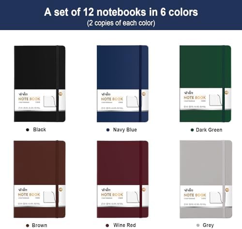 ViVin 36 Pack A5 Hardcover Lined Notebook,192 pg College Ruled 5.5x8.3