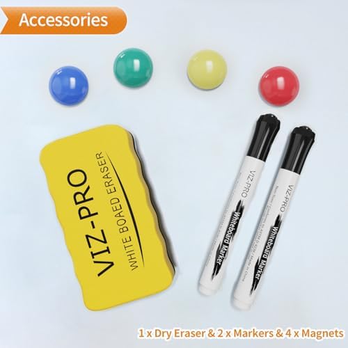 VIZ-PRO Magnetic Whiteboard, 18 x 12 Inches, Dry Erase Board for Wall