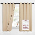 NICETOWN Bedroom Full Blackout Curtain Panels, Super Thick Insulated Window Covers, Complete Blackout Draperies with Noise Absorb Liner for Short Window(Biscotti Beige, Set of 2, 52 by 63-inch)
