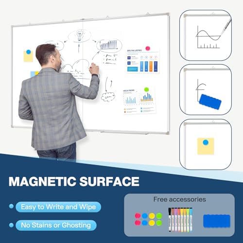 Double-Sided White Board Dry Erase Magnetic Whiteboard Wall 72x40 Foldable