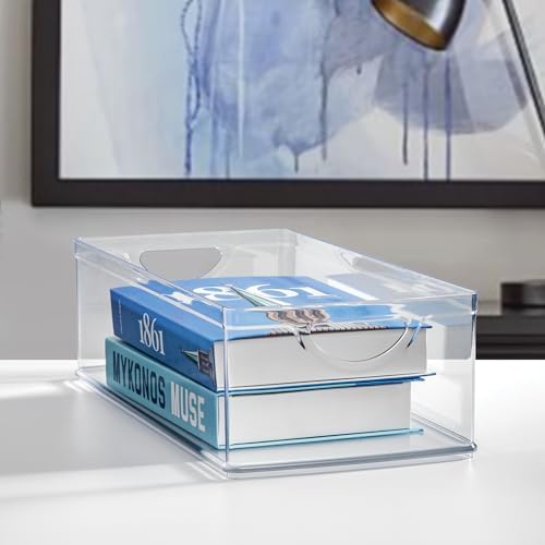 iDesign Stackable Clear Plastic Extra Long Storage Bin, 2-Pack