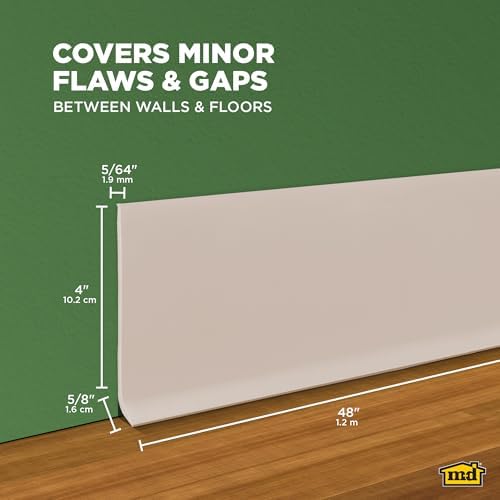 MD Building Vinyl Wall Base, Desert Beige, 4in x 48in, 0.08in Thick