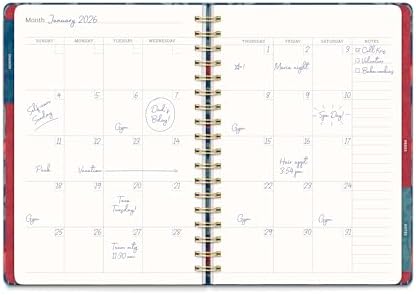 Orange Circle Studio Undated Tri-Tab Planner,Garden Renaissance Weekly & Monthly Planner Journal, 7 x 9.6 Spiral Notebook with Stickers, Pockets, Elastic Closure and Lined Notes for Everyday Use
