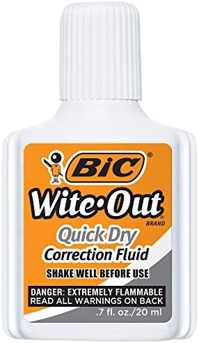 BIC Wite-Out Quick Dry Correction Fluid (pack of 12) | Quick Drying Formula for Fast Corrections, 12-Count Pack, Foam Brush for Precise Application, Reduced Dry Time
