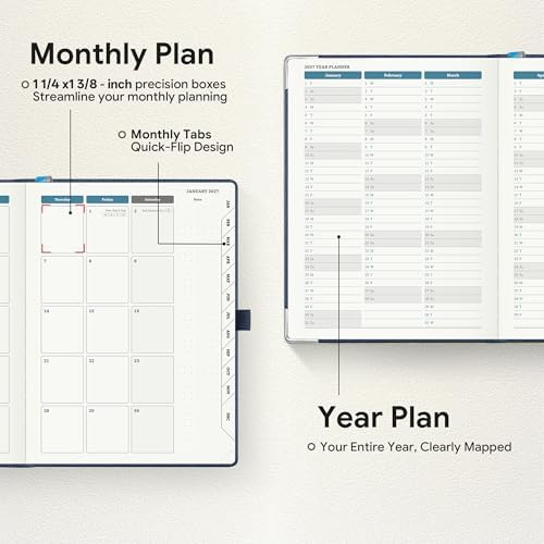 Planner 2026-2027 Weekly & Monthly Planner with Hourly Time Slots, 18 Month Academic Calendar July 2026 – Dec 2027, Vertical Layout, Monthly Tabs, Hardcover Business Agenda, Dark Blue