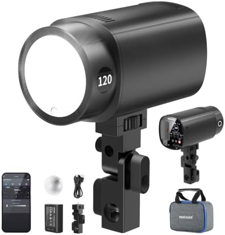NEEWER 120Ws 2.4G TTL Outdoor Strobe Flash, Compatible with Godox, 1/8000s HSS Portable Studio Monolight with Modeling Light /3000mAh Battery/420 Flashes/1.5s Recycle for Photography Photoshoots, Q120