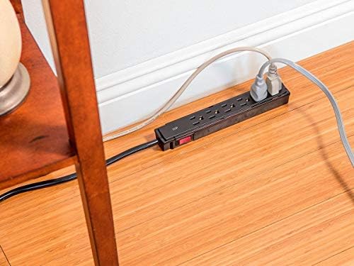 Monoprice 6 Outlet Surge Protector - UL Rated, 201 Joules, 1800-watt capacity, 2-Pack, 2 Feet, Black