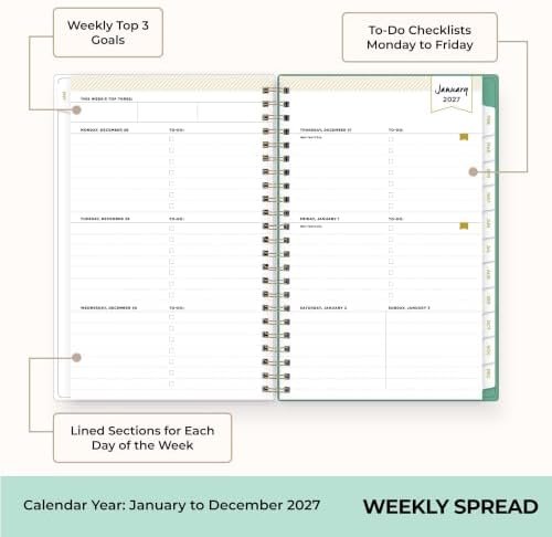 Blue Sky Day Designer 2027 Weekly & Monthly Planner, 5"x8", Peyton White