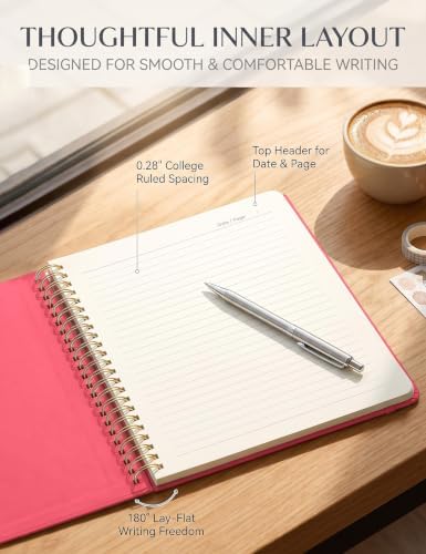 5 Pack Hardcover Spiral Notebooks, 8.3" x 6.3" Lined Journal Set, 100 GSM Bleed-Resistant Paper, 200 Pages Twin-Wire Bound Notebook with Elastic Band & Category Stickers for Office, School