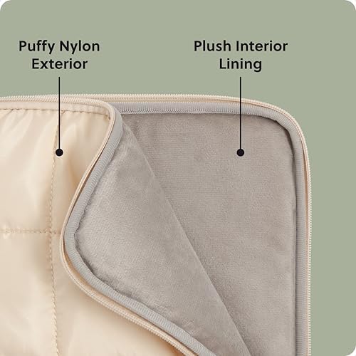 U Brands Nylon Puffy Zipping Medium Laptop Sleeve, 9.75" x 13", MacBook Bag, Laptop Case for MacBook Pro, MacBook Air, Chromebook, HP Computer, Sand Beige