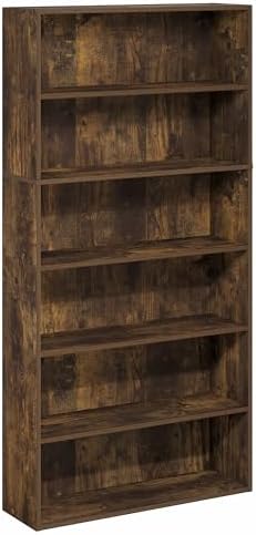 Furinno PASIR Book Shelf, 6-Tier Bookshelf with Open Storage Shelf, Standing Bookcase, 9.4 x 31.5 x 63, Easy Assembly, for Home Office, Bedroom, Living Room, Amber Pine