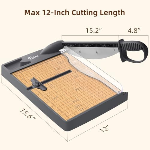 Firbon 12 Inch Wood Guillotine Paper Cutter, Heavy Duty Paper Trimmer