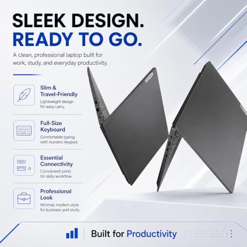 Lenovo 2026 V15 Slim Laptop | 15.6" Anti-Glare FHD Display | Intel Powerful Quad-Core Processor | 8GB DDR5 RAM | 256GB SSD | Wi-Fi 6 | RJ45 Ethernet | Long Battery Life | Win 11 Pro | MS 365 Web
