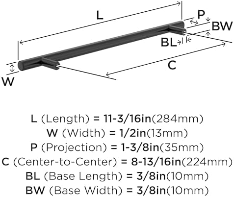 Amerock 8-13/16" Bar Pulls Matte Black Drawer Pull