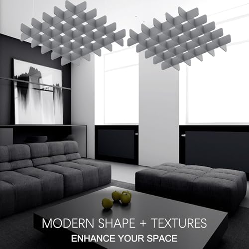 Acoustic Ceiling Panels Sound Absorbing Panels, Square Gray
