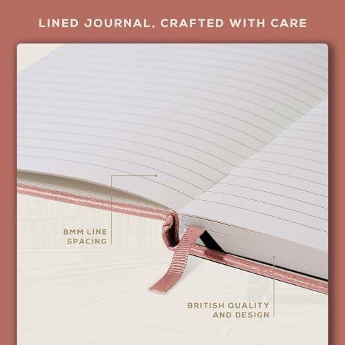 BEECHMORE BOOKS Premium Lined Leather Journal for Men & Women, 5" x 8" (A5) Thick 120gsm Ivory Cream Paper Notebook, Hardcover Vegan Leather Personal Diary, With Gift Box (Rose Wood) (Pack of 2)