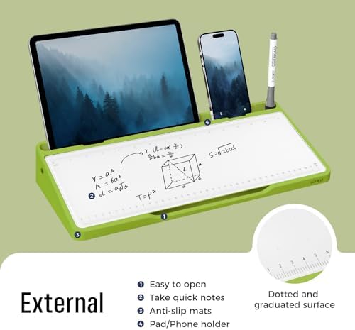 loukin Glass Desktop Whiteboard, 15.3" x 5.6" Dry Erase Desk Board, Green