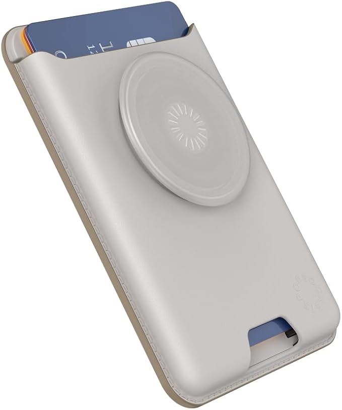 PopSockets Phone Wallet for MagSafe with Grip- Horchata | PopWallet, Holds 3 Cards, Magnetic, Removable, Secure, White, Electronic Accessories, For iPad/Kindle/iPhone/Android