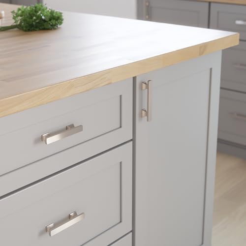 Franklin Brass 10 Pack Brushed Nickel Cabinet Handles 3 inch (76mm) Kitchen Cabinet Handles and Drawer Pulls for Cupboards and Dressers | Tiered Foot