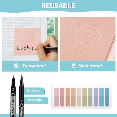 Jutom 39 Pcs Aesthetic Book Annotation Kit,White,Classic Style