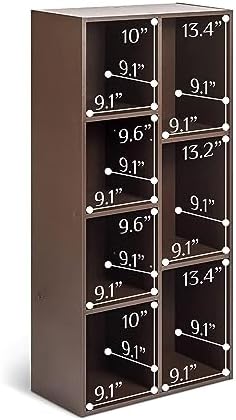 Amazon Basics 7 Cube Storage Organizer Bookcase, Sturdy Shelves, Book Shelf, Espresso, 9.3"D x 19.5"W x 41.7"H