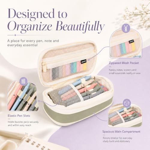 27 Pcs Aesthetic School Supplies Include 12 Pcs Aesthetic Highlighters Bible 1 Ppcs Big apacity Pen Case Bag 5 Pcs Retractable Quick Dry Gel Ink Pens 9 Pads Clear Sticky Tabs for School Office Home