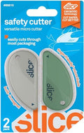 Slice Micro Safety Cutter | Safe Ceramic Box Cutter Lasting 11x Longer than Metal | Keychain Box Opener | Combo Pack | Earth White + Sage