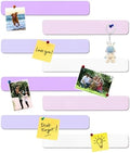 8Pcs Rectangle Felt Cork Board Bar Strips with 35 Pushpins, Self-Adhesive Bulletin Board Strips for Office School Home Wall Decor Stickers Memos Schedules Photos Display -Purple+Pink