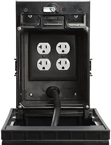 Legrand Wiremold XB814C520BK 2-Gang Outdoor Weatherproof Ground Box Assembly, 20 Amp Duplex Receptacles, Black (1 Pack)