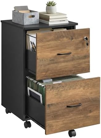 VASAGLE 2-Drawer File Cabinet, Small Rolling, Locking, Printer Stand